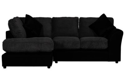Bailey Regular Fabric Fixed Back Left Corner Sofa - Charcoal